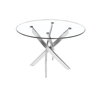 Plata Import Glass Star 36" Table - Silver-Tempered glass top