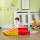 Qaba Toddlers Climb, Crawl and Slide Soft 6-Piece Play Set - Red/Pink-Soft, robust foam ensures safe play and long-lasting fun 