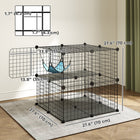 PawHut 2-Tier Cat Cage Crate with 2 Doors, Ladder and Hammock - Black-This cat cage features a ladder, platform and cozy hammock for fun 