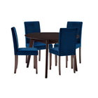 Modway Prosper 5-Piece Upholstered Velvet Dining Set - Cappuccino Navy-Round Modern Table/Parsons Dining Chairs