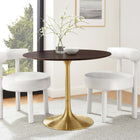 Modway Lippa 36" Round Wood Dining Table - Gold Cherry Walnut-Chip-Resistant Metal Pedestal Base
