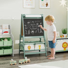 Qaba 3-in-1 Double-Sided Art Easel for Kids with Paper Roll - Green-Two storage boxes keep supplies tidy and within easy reach 