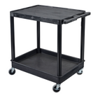 Luxor Flat Top/Tub Bottom Shelf Cart, Black, (TC21-B)-High density polyethylene structural foam molded plastic