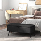 HOMCOM Linen Fabric Storage Ottoman Bench - Black-Flip-up lid with hinged design is convenient for daily use