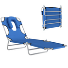 Outsunny Outdoor Lounge Chair - Adjustable Folding Chaise Lounge - Blue-Built on a heavy duty, powder coated steel frame