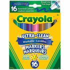 Crayola Ultra-Clean Washable Markers - Broad Tip - Assorted Colours - 16 Pack-Vibrant colors easily wash from clothes, most walls and nonporous surfaces