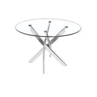 Plata Import Glass Star 48" Table - Silver-Tempered glass top
