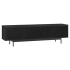 Hudson&Canal Whitman TV Stand for TV's up to 75" - Black Grain-Features four doors with open-concept storage cabinets