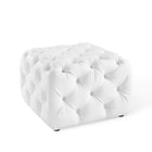 Modway Amour Tufted Button Square Faux Leather Ottoman - White-Tufted Button Accent Ottoman