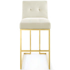 Modway Privy Gold Stainless Steel Performance Velvet Bar Stool - Gold Ivory-No Assembly Required