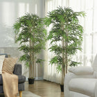 Outsunny 6' Artificial Bamboo Tree in Pot with 1530 Leaves - Green - 2 Pack-This plant includes 1530 leaves which bring a natural feeling to your room 