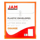 JAM Paper Plastic Envelopes with Button and String Tie Closure, Letter Open End, 9.75 x 11.75, Orange Poly, 12 Pack (118B1OR)-Ideal for organizing and holding important papers