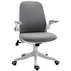 Vinsetto Fabric Office Desk Chair with Flip-Up Arms and Swivel Seat - Grey-Ergonomic line design with thick padding, padded armrest provides extra comfort