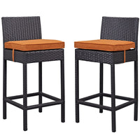 Modway Lift Outdoor Patio Bar Stool - Espresso Orange - Set of 2-For entertaining or everyday use