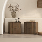 Manhattan Comfort Clive 22" Mid-Century Modern 2-Drawer Nightstand - Walnut and Black-Two spacious drawers provide convenient concealed storage for bedside essentials