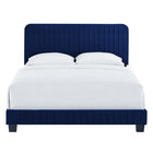 Modway Celine Channel Tufted Performance Velvet Full Platform Bed - Navy-Reinforced Center Beam With Support Legs