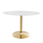 Modway Verne 48" Oval Artificial Marble Dining Table - Gold White-Modern Dining Table
