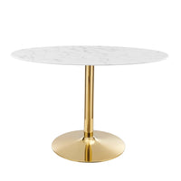 Modway Verne 48" Oval Artificial Marble Dining Table - Gold White-Modern Dining Table