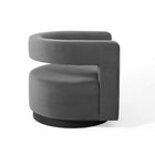 Modway Spin Cutaway Performance Velvet Swivel Armchair - Grey-360º Swivel