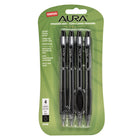 Staples Aura Gel Pens Retractable - 0.7mm - Black - 4 Pack-Vibrant gel ink for effortless writing