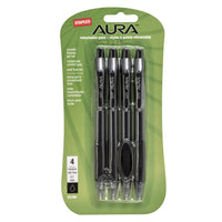 Staples Aura Gel Pens Retractable - 0.7mm - Black - 4 Pack-Vibrant gel ink for effortless writing