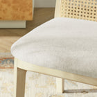Modway Monarch Wood and Rattan Dining Side Chair - Antique White/Natural/Heathered Weave Ivory-Non-Marking Floor Glides