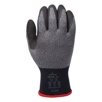 Atlas Natural Rubber Latex Rough Grip Insulated Glove - Nylon/Poly Shell Acrylic Liner - Black/Grey - Medium -Natural Rubber Latex