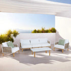 Manhattan Comfort Vine Modern 4-Piece Patio Conversation Set - Cream-Features Removeable Cushions with Zipper for Easy Cleaning and Care