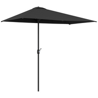 Outsunny Half Patio Umbrella with 5 Ribs - 8' - Black-UV resistant polyester canopy for more sun protection in the outdoor