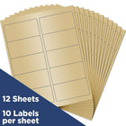 JAM Paper Mailing Address Labels, 2" x 4", Gold Metallic, 120 Pack (40732538)-10 labels per sheet