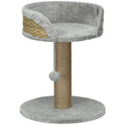 PawHut 19" Small Cat Tree with Scratching Post, Perch and Toy Ball - Grey-Small hanging ball for when your cat/kitten wants to play 