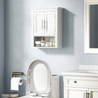 kleankin Bathroom Wall Cabinet with Shelf - White-Cabinet with doors and open shelf store your beauty products and daily hygiene items