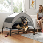 PawHut  Portable Raised Pet Cot with Removable Canopy and Storage Bag - Grey-Elevated design keeps pets dry and stable 