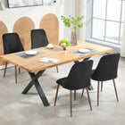 HOMCOM Dining Chairs in Velvet Accent - Black - Set of 4-Solid wood-grain steel legs with thermal transfer printing treatment give you support to maintain a stable position