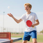 Soozier Ping Pong Paddle Set with 4 Portable Table Tennis Rackets - 8 Balls-Ergonomic flared handles provide a comfortable, anti-slip grip 