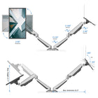 ShoppingAll 2-in-1 Adjustable Dual Gas Spring Arm Laptop & Monitor Desk Mount Stand - Silver-7