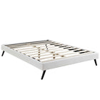 Modway Loryn Vinyl King Bed Frame with Round Splayed Legs - White-Solid Wood Frame