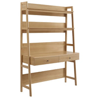 Modway Bixby 49" Office Desk - Oak-Tiered Desk and Bookshelf
