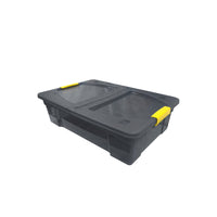 Modern Homes Storage Box with Cover - 28 L - Grey/Yellow Handles-28 L capacity for organizing household, office, or seasonal items