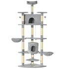 PawHut 79" Large Cat Tree Tower with Scratching Posts and Hammock - Light Grey-Features a 2 funny balls and teasing rope for your cats' entertainment			 