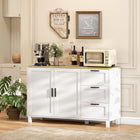 HOMCOM Modern 47.2" L Sideboard Buffet Cabinet with Soft-Close Doors - White-Two-tier cabinet offers roomy, concealed storage for pots and pans