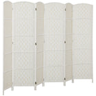HOMCOM 6 Panels Hand-Woven Freestanding Room Divider for Home Office - White-Great for creating a personal space or dividing up large rooms
