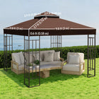 Outsunny 10' L x 10' W Gazebo Replacement Canopy Cover with Drain HolesTop Cover - Coffee-Hook and loop fasteners and corner pockets to attach and take off easily