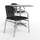 Flash Furniture 31.5'' Square Aluminum Indoor-Outdoor Table with 2 Black Rattan Chairs (TLH-ALUM-32SQ-020BKCHR2-GG)-Assembly Required