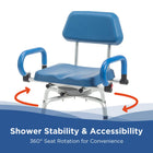 Journey SoftSecure Rotating Shower Chair with Microban-SoftSecure padded seat is slip resistant non absorbent and comfortable for extended use