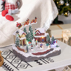 HOMCOM Animated Plug-In Lit Christmas Village with Santa and Deer-Single mode includes LED lights and movability 