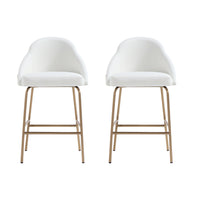 Manhattan Comfort Gracie 22" Modern Leatherette Upholstered Counter Stool - White and Gold - 2 Pack-Modern Counter Stool with Backseat Perfect for Bar and Kitchen Use. Set of 2