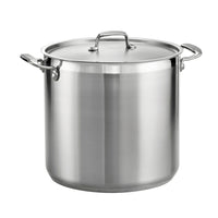 Tramontina 20 Qt Covered Stock Pot Gournmet Stainless Steel-Premium 18/10 stainless steel impact-bonded tri-ply base construction