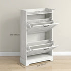 HOMCOM Farmhouse Slim Shoe Cabinet with 2 Flip Drawers & Adjustable Shelves - Distressed White-Tabletop with edge protection provides extra display and holding space  
