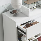 HOMCOM High Gloss Shoe Cabinet with 2 Flip Drawers & Glass Top - High Gloss White-High-gloss UV particleboard for easy cleaning